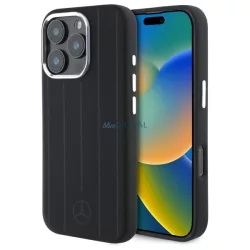   Mercedes MEHMP16L23SUVSK Silicone Vertical Tonal Stripes MagSafe-kompatibilis keménytok iPhone 16 Pro - fekete