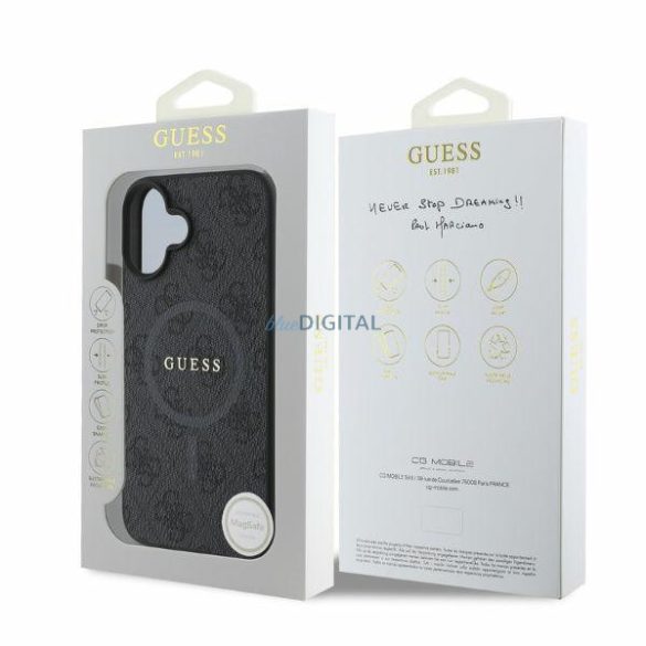 Guess GUHMP16SG4GFRK MagSafe 4G Ring Classic Logo keménytok iPhone 16 - fekete