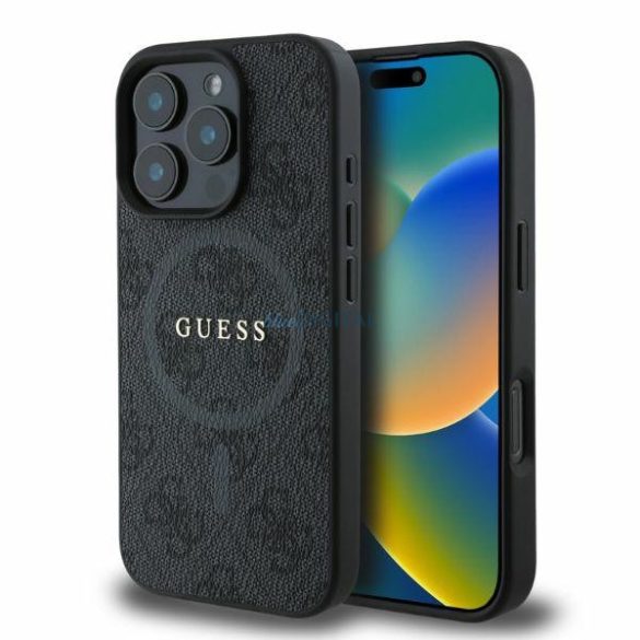 Guess GUHMP16XG4GFRK MagSafe PU 4G Ring Classic Logo keménytok iPhone 16 Pro Max - fekete