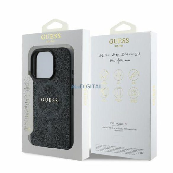 Guess GUHMP16XG4GFRK MagSafe PU 4G Ring Classic Logo keménytok iPhone 16 Pro Max - fekete