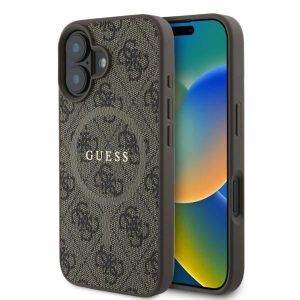 Guess GUHMP16SG4GFRW MagSafe 4G Ring Classic Logo keménytok iPhone 16 - barna