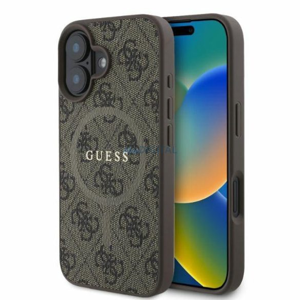 Guess GUHMP16SG4GFRW MagSafe 4G Ring Classic Logo keménytok iPhone 16 - barna