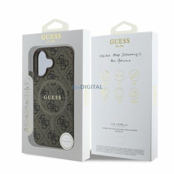 Guess GUHMP16SG4GFRW MagSafe 4G Ring Classic Logo keménytok iPhone 16 - barna