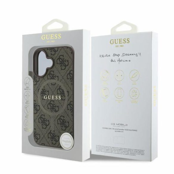 Guess GUHMP16SG4GFRW MagSafe 4G Ring Classic Logo keménytok iPhone 16 - barna