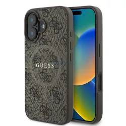   Guess GUHMP16MG4GFRW 4G Ring Classic Logo MagSafe keménytok iPhone 16 Plus - barna