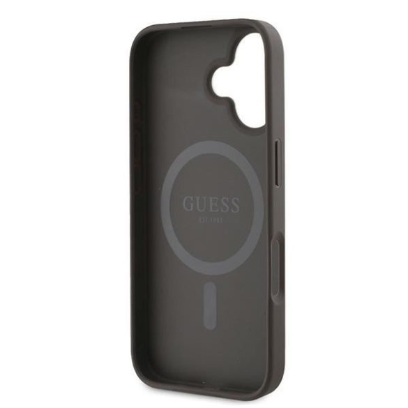 Guess GUHMP16MG4GFRW 4G Ring Classic Logo MagSafe keménytok iPhone 16 Plus - barna