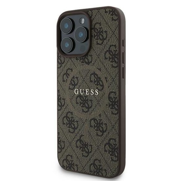 Guess GUHMP16LG4GFRW 4G Ring Classic Logo MagSafe keménytok iPhone 16 Pro - barna