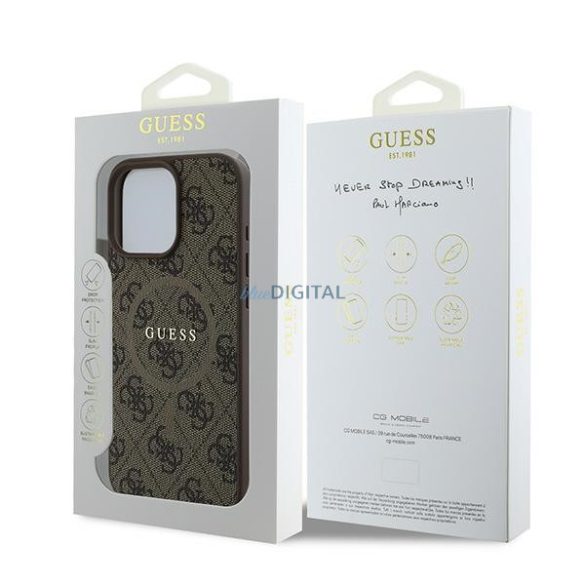 Guess GUHMP16LG4GFRW 4G Ring Classic Logo MagSafe keménytok iPhone 16 Pro - barna