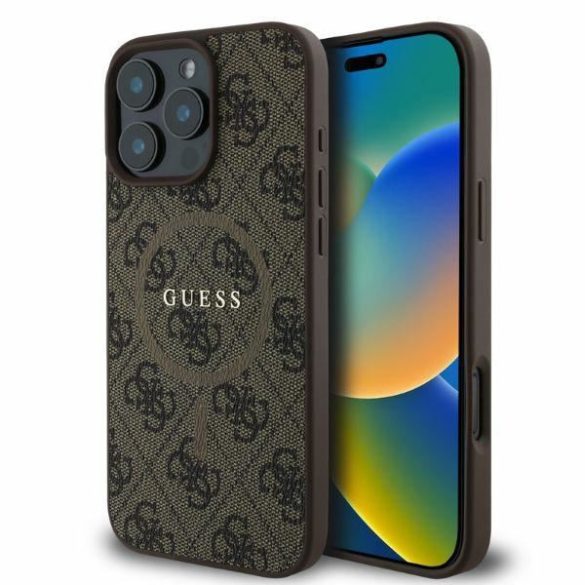 Guess GUHMP16XG4GFRW 4G Ring Classic Logo MagSafe keménytok iPhone 16 Pro Max - barna