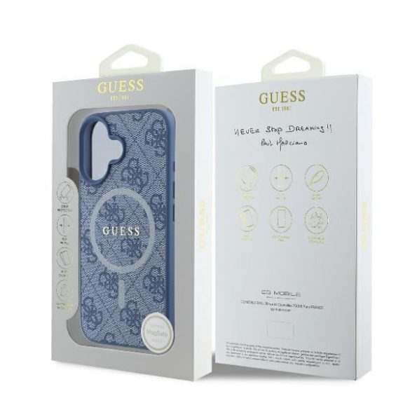 Guess GUHMP16SG4GFRB 4G Ring Classic Logo MagSafe keménytok iPhone 16 - kék