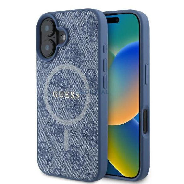 Guess GUHMP16MG4GFRB 4G Ring Classic Logo MagSafe keménytok iPhone 16 Plus - kék