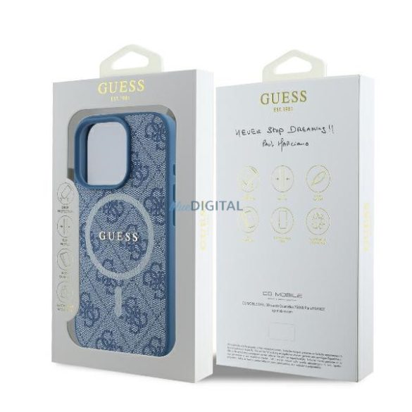 Guess GUHMP16LG4GFRB 4G Ring Classic Logo MagSafe keménytok iPhone 16 Pro - kék