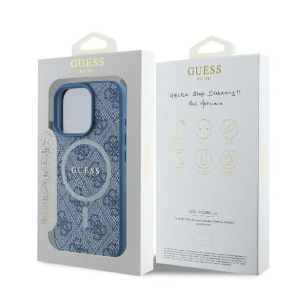 Guess GUHMP16XG4GFRB 4G Ring Classic Logo MagSafe keménytok iPhone 16 Pro Max - kék