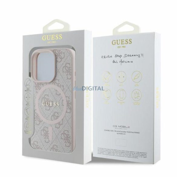 Guess GUHMP16LG4GFRP 4G Ring Classic Logo MagSafe keménytok iPhone 16 Pro - rózsaszín