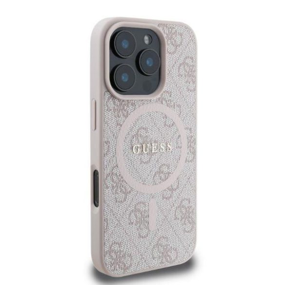 Guess GUHMP16XG4GFRP 4G Ring Classic Logo MagSafe keménytok iPhone 16 Pro Max - rózsaszín