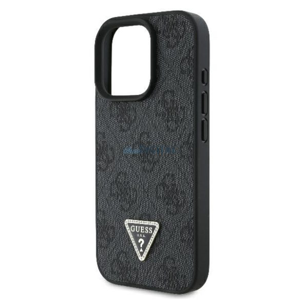 Guess GUHCP16XP4TDPK Leather 4G Triangle Strass keménytok iPhone 16 Pro Max - fekete