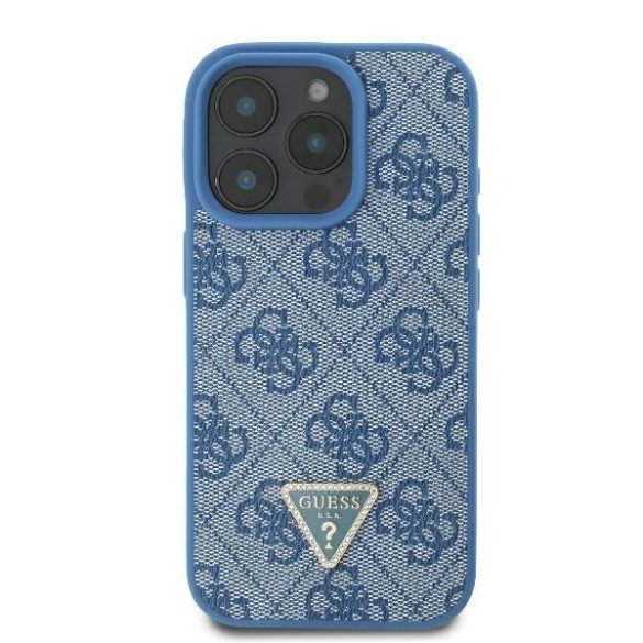 Guess GUHCP16XP4TDPB Leather 4G Triangle Strass keménytok iPhone 16 Pro Max - kék