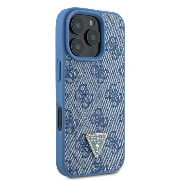 Guess GUHCP16XP4TDPB Leather 4G Triangle Strass keménytok iPhone 16 Pro Max - kék