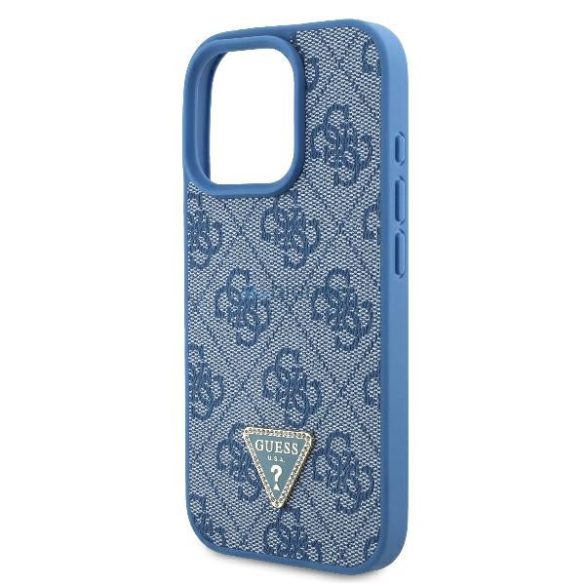 Guess GUHCP16XP4TDPB Leather 4G Triangle Strass keménytok iPhone 16 Pro Max - kék