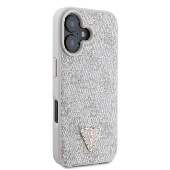 Guess GUHCP16SP4TDPP Leather 4G Triangle Strass keménytok iPhone 16 - rózsaszín