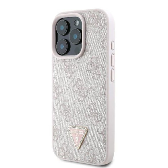 Guess GUHCP16XP4TDPP Leather 4G Triangle Strass keménytok iPhone 16 Pro Max - rózsaszín