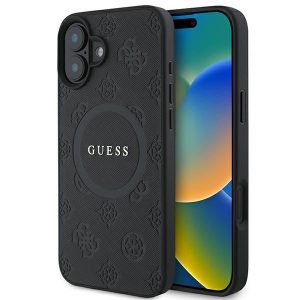 Guess GUHMP16SPSAPSMEK Saffiano Peony Classic Logo MagSafe keménytok iPhone 16 - fekete