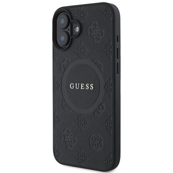 Guess GUHMP16SPSAPSMEK Saffiano Peony Classic Logo MagSafe keménytok iPhone 16 - fekete