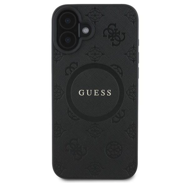 Guess GUHMP16SPSAPSMEK Saffiano Peony Classic Logo MagSafe keménytok iPhone 16 - fekete