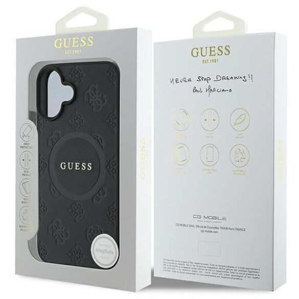 Guess GUHMP16SPSAPSMEK Saffiano Peony Classic Logo MagSafe keménytok iPhone 16 - fekete