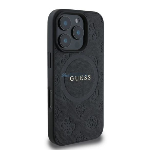 Guess GUHMP16LPSAPSMEK MagSafe Safiano Peony Classic Logo keménytok iPhone 16 Pro - fekete