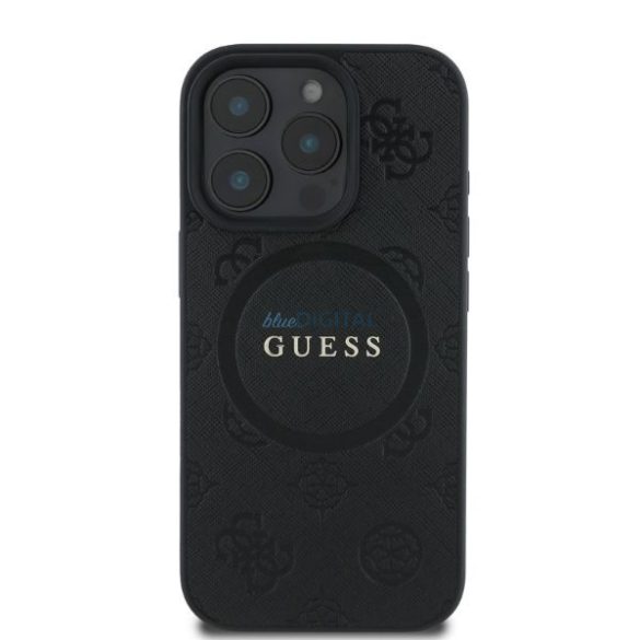 Guess GUHMP16XPSAPSMEK MagSafe Safiano Peony Classic Logo keménytok iPhone 16 Pro Max - fekete