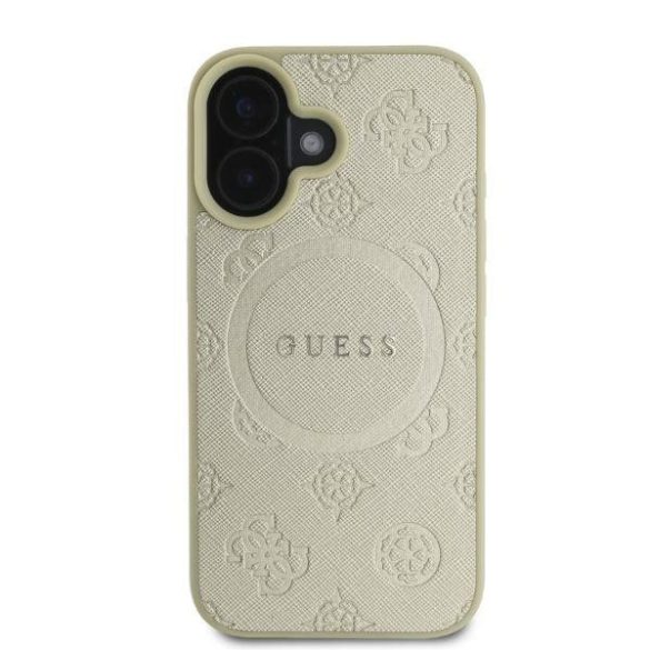 Guess GUHMP16SPSAPSMED MagSafe Safiano Peony Classic Logo keménytok iPhone 16 - arany színű