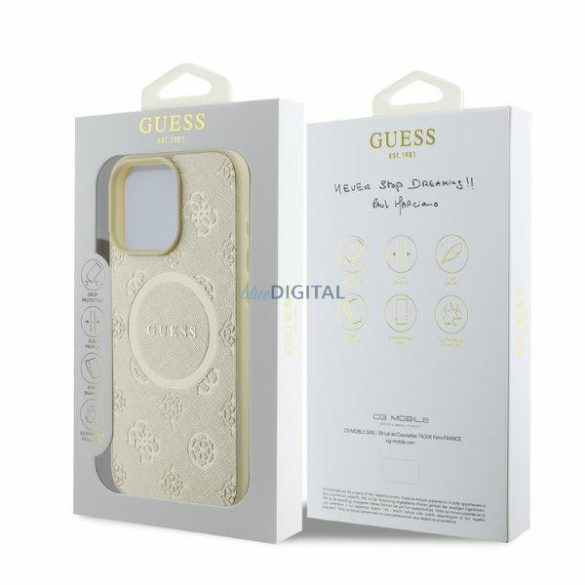 Guess GUHMP16LPSAPSMED MagSafe Safiano Peony Classic Logo keménytok iPhone 16 Pro - arany színű