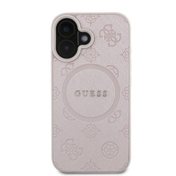 Guess GUHMP16SPSAPSMEP MagSafe Safiano Peony Classic Logo keménytok iPhone 16 - rózsaszín