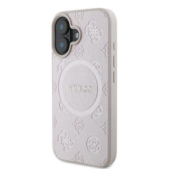 Guess GUHMP16MPSAPSMEP Saffiano Peony Classic Logo MagSafe keménytok iPhone 16 Plus - rózsaszín