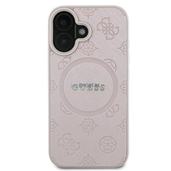 Guess GUHMP16MPSAPSMEP Saffiano Peony Classic Logo MagSafe keménytok iPhone 16 Plus - rózsaszín