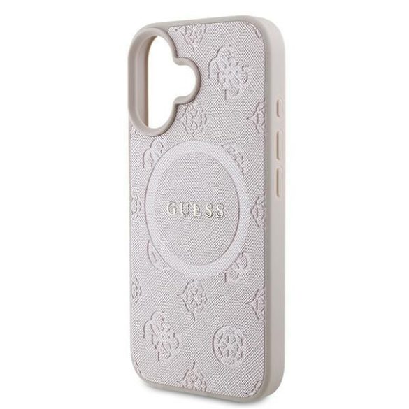 Guess GUHMP16MPSAPSMEP Saffiano Peony Classic Logo MagSafe keménytok iPhone 16 Plus - rózsaszín