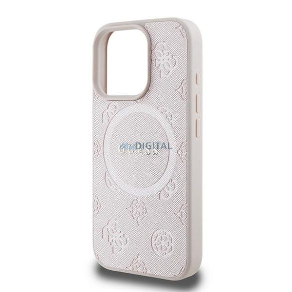 Guess GUHMP16LPSAPSMEP Saffiano Peony Classic Logo MagSafe keménytok iPhone 16 Pro - rózsaszín