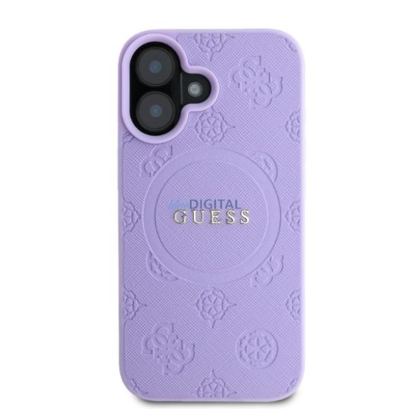 Guess GUHMP16SPSAPSMEU MagSafe Safiano Peony Classic Logo keménytok iPhone 16 - lila