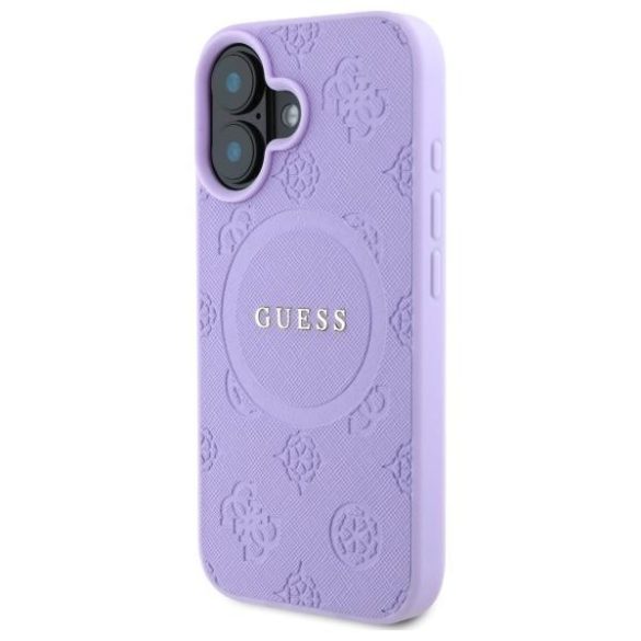 Guess GUHMP16MPSAPSMEU Saffiano Peony Classic Logo MagSafe-kompatibilis keménytok iPhone 16 Plus - lila