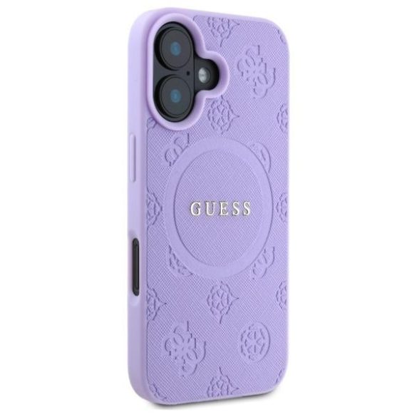 Guess GUHMP16MPSAPSMEU Saffiano Peony Classic Logo MagSafe-kompatibilis keménytok iPhone 16 Plus - lila