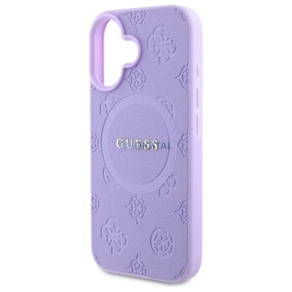 Guess GUHMP16MPSAPSMEU Saffiano Peony Classic Logo MagSafe-kompatibilis keménytok iPhone 16 Plus - lila