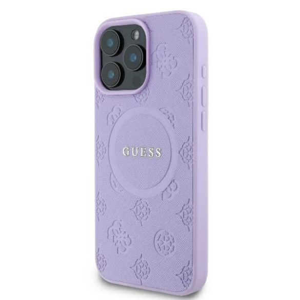 Guess GUHMP16LPSAPSMEU Saffiano Peony Classic Logo MagSafe keménytok iPhone 16 Pro - lila