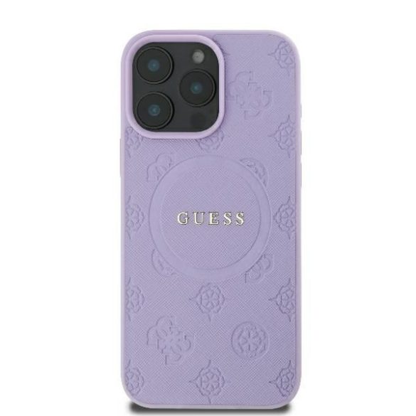 Guess GUHMP16LPSAPSMEU Saffiano Peony Classic Logo MagSafe keménytok iPhone 16 Pro - lila