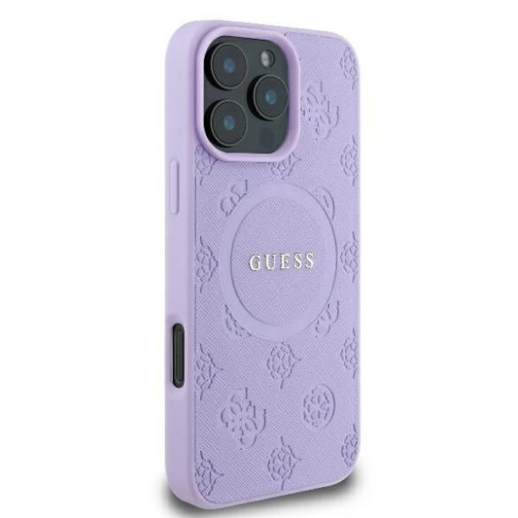 Guess GUHMP16LPSAPSMEU Saffiano Peony Classic Logo MagSafe keménytok iPhone 16 Pro - lila