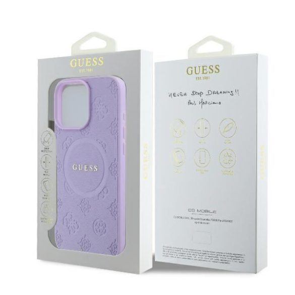 Guess GUHMP16LPSAPSMEU Saffiano Peony Classic Logo MagSafe keménytok iPhone 16 Pro - lila