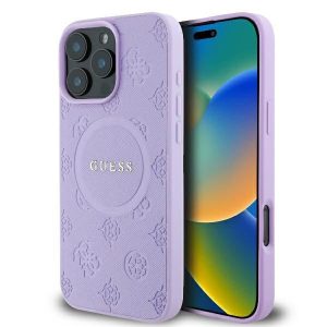 Guess GUHMP16XPSAPSMEU Saffiano Peony Classic Logo MagSafe keménytok iPhone 16 Pro Max - lila