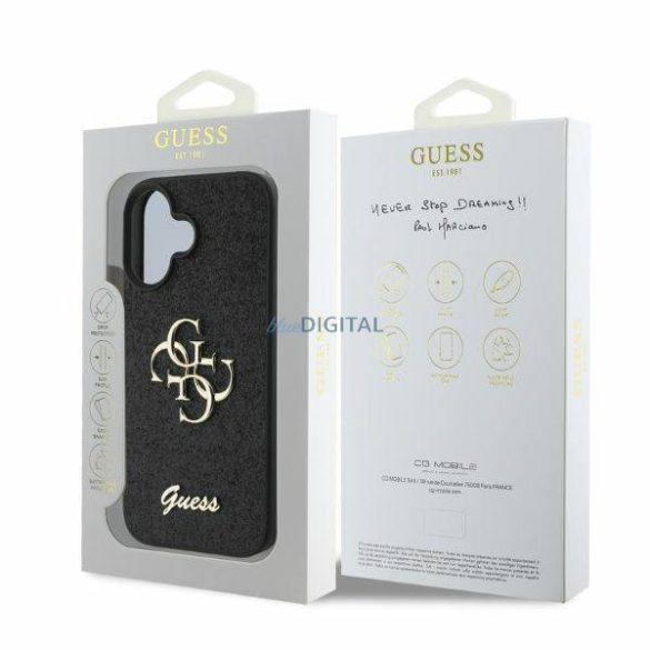 Guess GUHCP16SHG4SGK Fixed Glitter Big 4G keménytok iPhone 16 - fekete