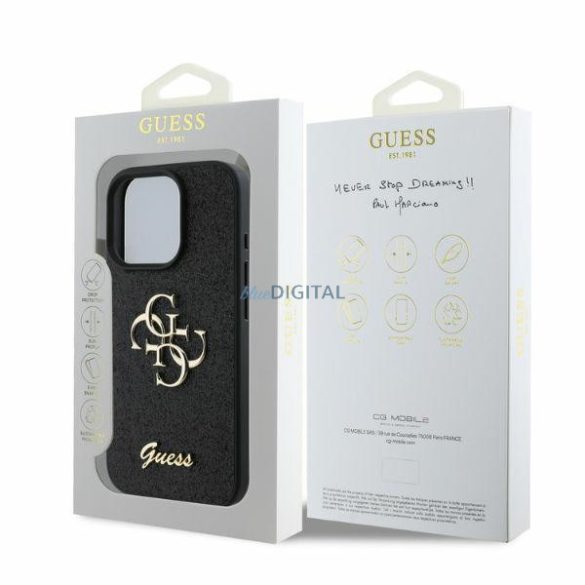 Guess GUHCP16LHG4SGKFixed Glitter Big 4G keménytok iPhone 16 Pro - fekete