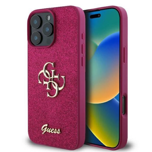 Guess GUHCP16XHG4SGU Fixed Glitter Big 4G keménytok iPhone 16 Pro Max - lila